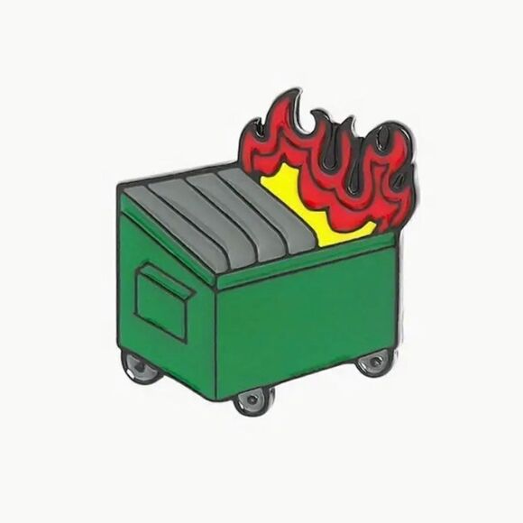 Dumpster Fire Enamel brooch/Pin - Picture 5 of 6